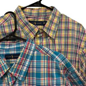 TWO Ralph Lauren Mens Plaid Button Down Shirt Long Sleeve XXL Blue Red Green